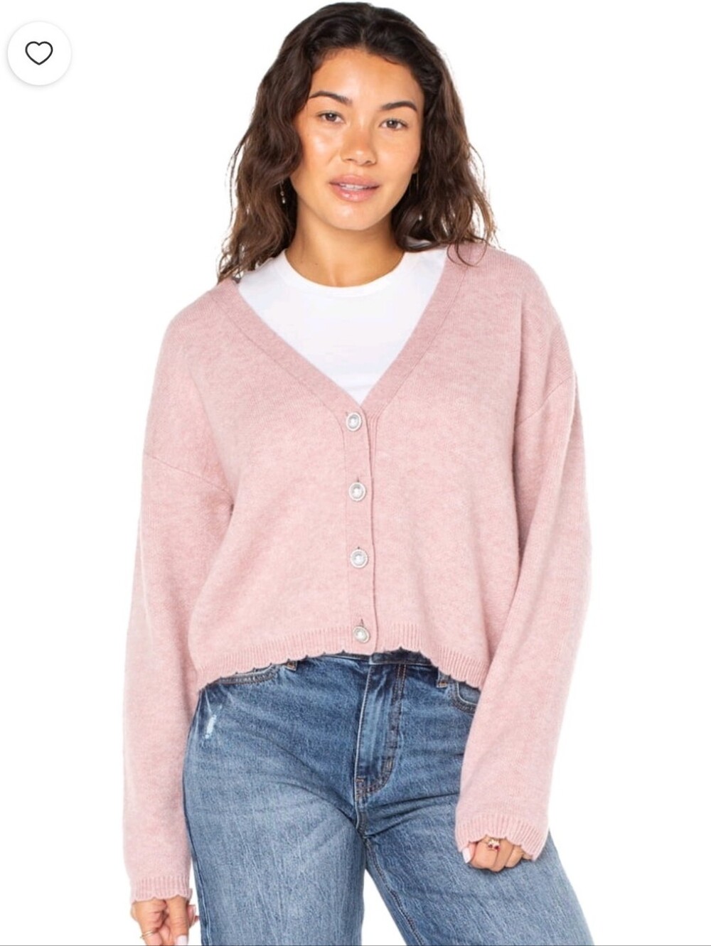 Celebrity Pink Cardigan Sweater Size XS Soft Mauve Scalloped Hem Oversize NWT